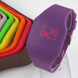 Yellow Mens / Womens Sports Silicone Wristband Digital LED Touch Screen