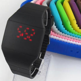Yellow Mens / Womens Sports Silicone Wristband Digital LED Touch Screen