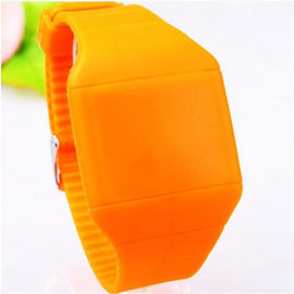 Yellow Mens / Womens Sports Silicone Wristband Digital LED Touch Screen