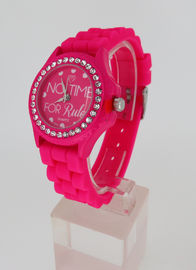Teenage Roses Red Silicone Wristband Watch Small Round Face Promotion Watch For Girls