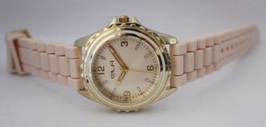 Water resistant White Dial  Pattern Silicone Quartz Watch For  Girls,LOGO customized on dial
