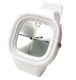 Square Jelly Silicone bracelet watch waterproof 3ATM for girls - Big
