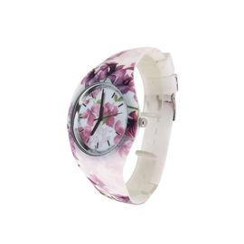 Flower Printing Silicone Wristband Watch Water Resistant Unisex Quartz Watch