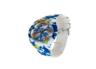 Flower Printing Silicone Wristband Watch Water Resistant Unisex Quartz Watch