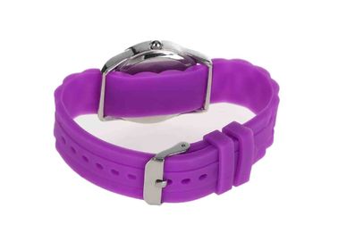 Jelly Diamond Lady Silicone Wristband Watches waterproof , Hermosa Pink Strap