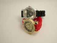 Leopard Crystal Silicone Wristband Watch Red / Black Non-corrosive