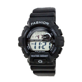 Outdoor Adult Black Strap Digital Wrist Watch 24 Hour System , Water Resistant