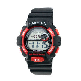 Outdoor Adult Black Strap Digital Wrist Watch 24 Hour System , Water Resistant