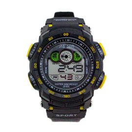 Simple Black Sport Multifunction Digital Mens Watches 3 ATM Waterproof