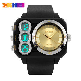 Three Time Zone Waterproof Digital Watch , EL Backlight Chrono Stopwatch