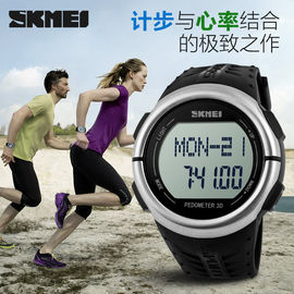 Stainless Steel Back Heart Rate Sport Watch Waterproof Japan / China Movement