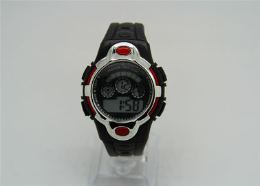 Multifunction digital sports watch with plastic glass PVC strap