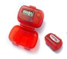Red ABS Step Counter Pedometer with 10 steps buffer error correction and 7days memory
