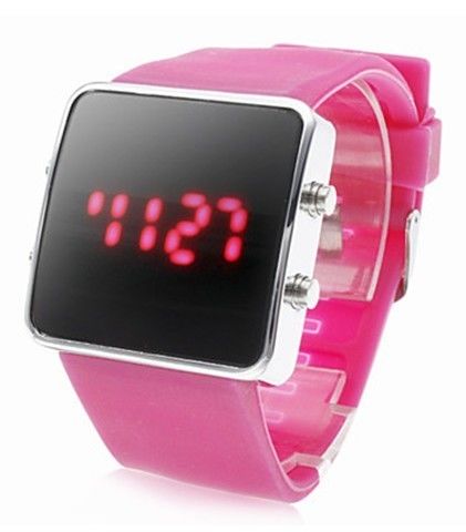 Unique Pink Silicone LED Digital Wrist Watch For Teenager  , LED Touch Watch