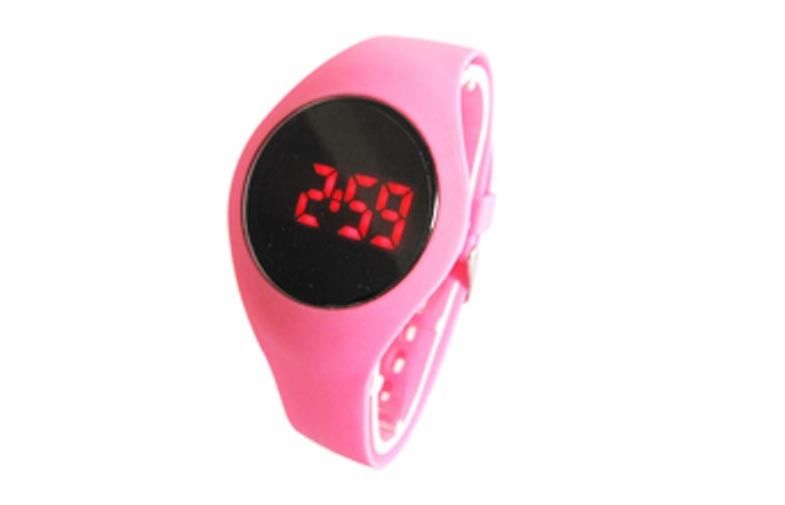 Girls Pink Nice LED Digital Wrist Watch Chronograph with PU Buckle