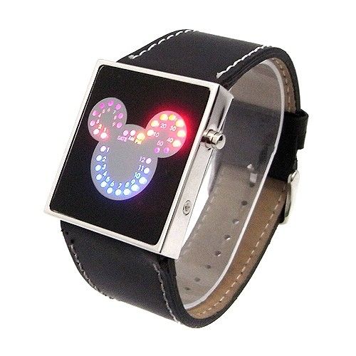 water resistant faceless red led digital wrist watch for women