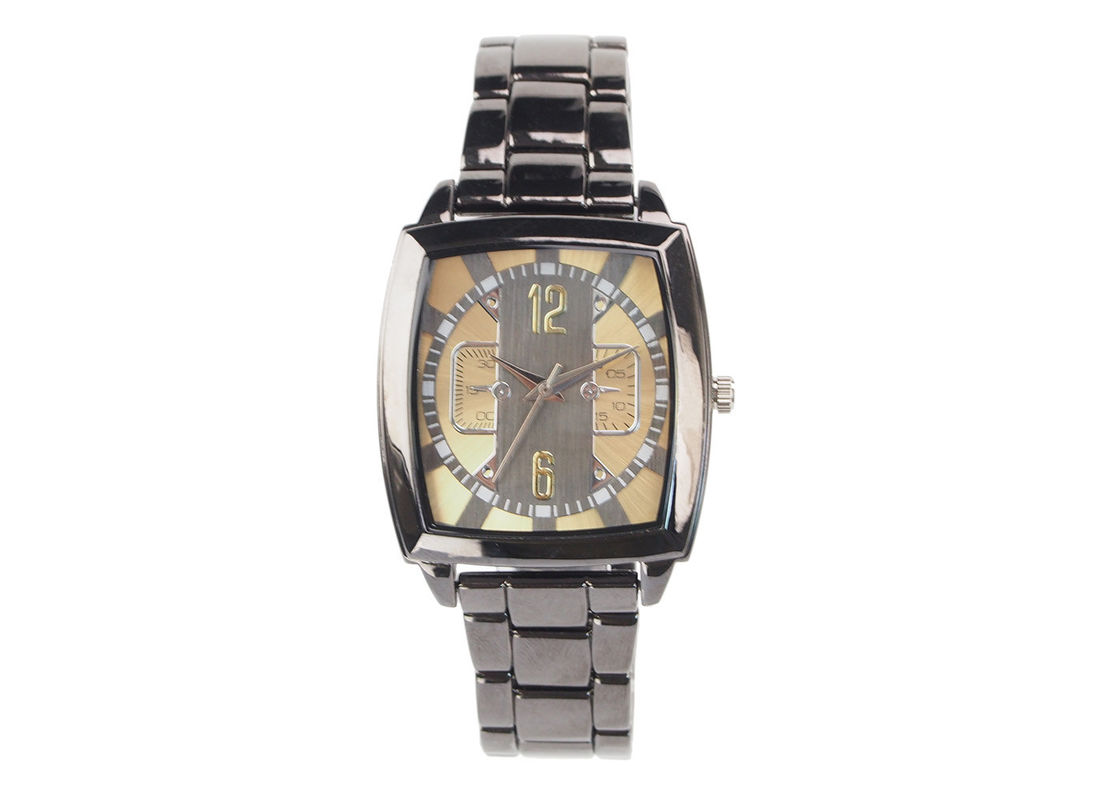Luxurious Rectangular Water Resistance Metal Wrist Watch For Men / Women