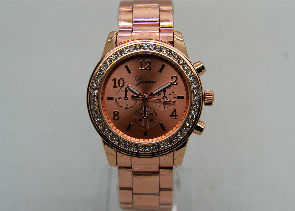 Rose gold Metal Strap Watch / Analog Quartz Watch 1ATM Waterproof