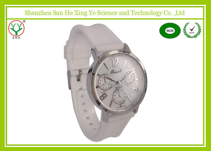 White Watchband 1 - 3 ATM Silicone Strap Watches For Ladies Logo Debossed