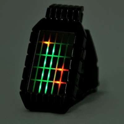 INFLUX - Japanese Inspired Red Orange Green LED Watch Bracelet Metal Strap