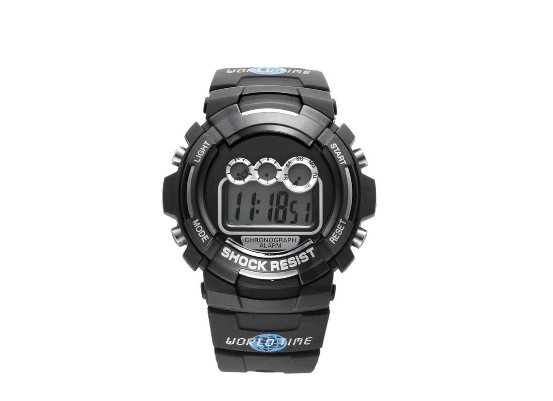 China Movement Water Resistant Sport Watch With PU Strap / Stainless Steel Back Case