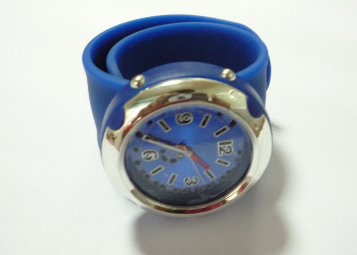 Blue Big Face Slap Rubber silicone wristband Watches with Water Resistant for Boys